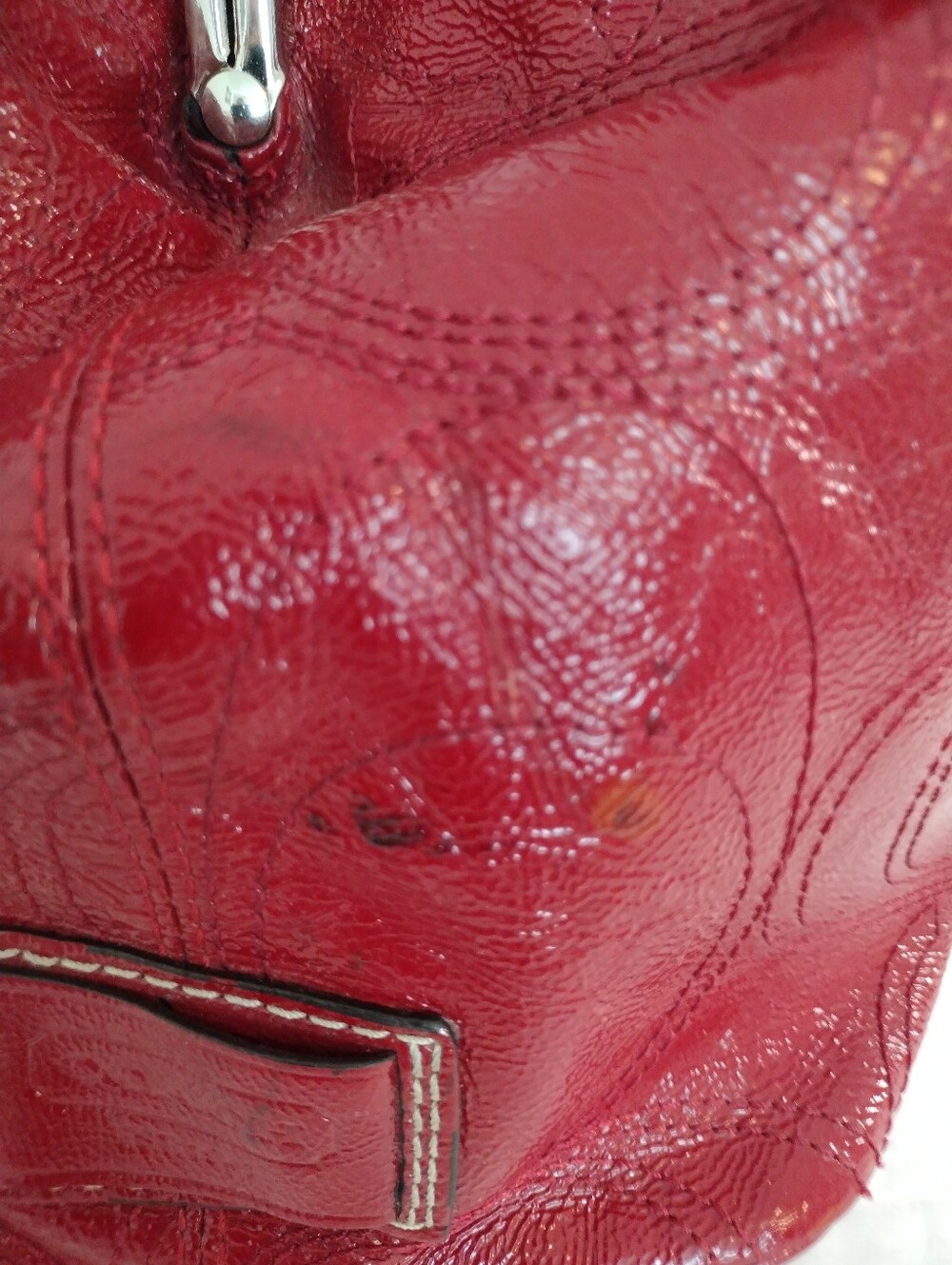 Vintage Y2K Coach Red Patent Leather Kiss Lock Carryall Tote Shoulder Bag F15658 - Picture 11 of 15